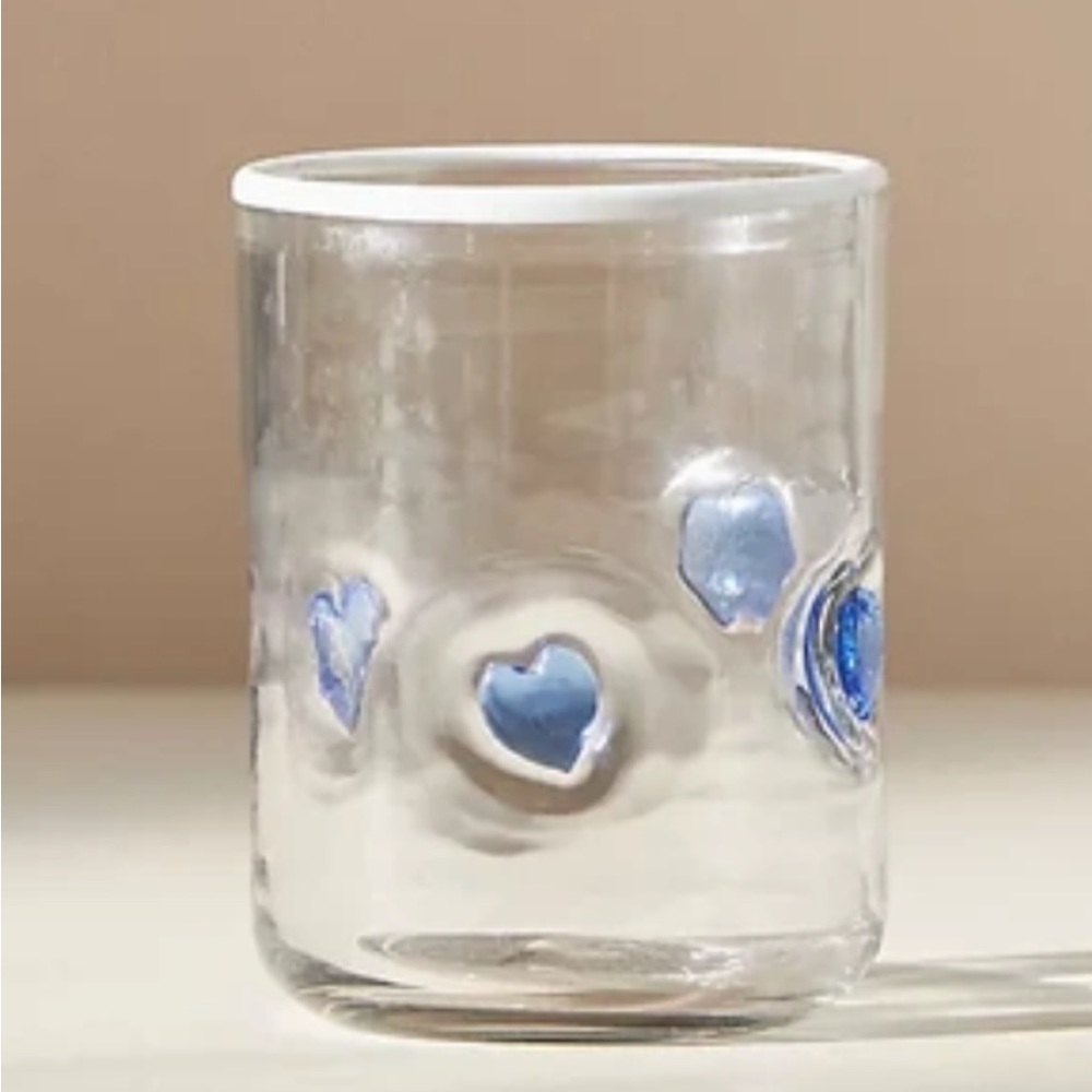 Anthropologie Icon Juice Glass Blue Heart RARE - Picture 5 of 8